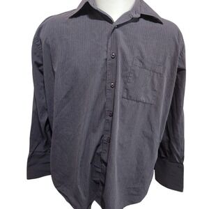 Bellissimo Mens Long‎ Sleeve Pinstripe Button Up Shirt cufflink 17.5 XL